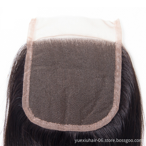 100% Human Hair 4x4 Straight Swiss Lace Hair Closure Piece Thick Smooth Silk Base Closure with Baby Hair